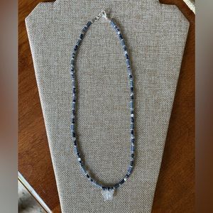 Blue and Silver Necklace with Butterfly